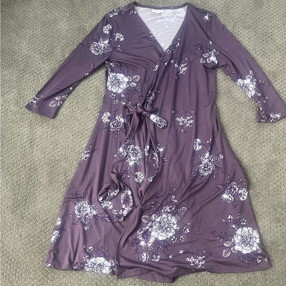 LuLaRoe Dresses & Skirts - Lularoe Michelle Floral Wrap Dress in Purple and White Size S